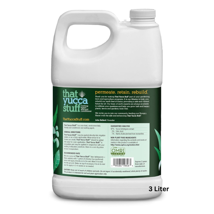 ThatYuccaStuff™| OMRI Listed for Organic Production| Soil Conditioner & Wetting Agent| 97% Yucca Schidigera Extract with Citric & Humic Acids| Boosts Water Penetration| Eco-friendly| 3L (101 fl oz)