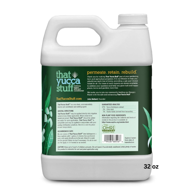 ThatYuccaStuff™| OMRI Listed for Organic Production| Soil Conditioner & Wetting Agent| 97% Yucca Schidigera Extract with Citric & Humic Acids| Boosts Water Penetration| Eco-friendly| 32 oz
