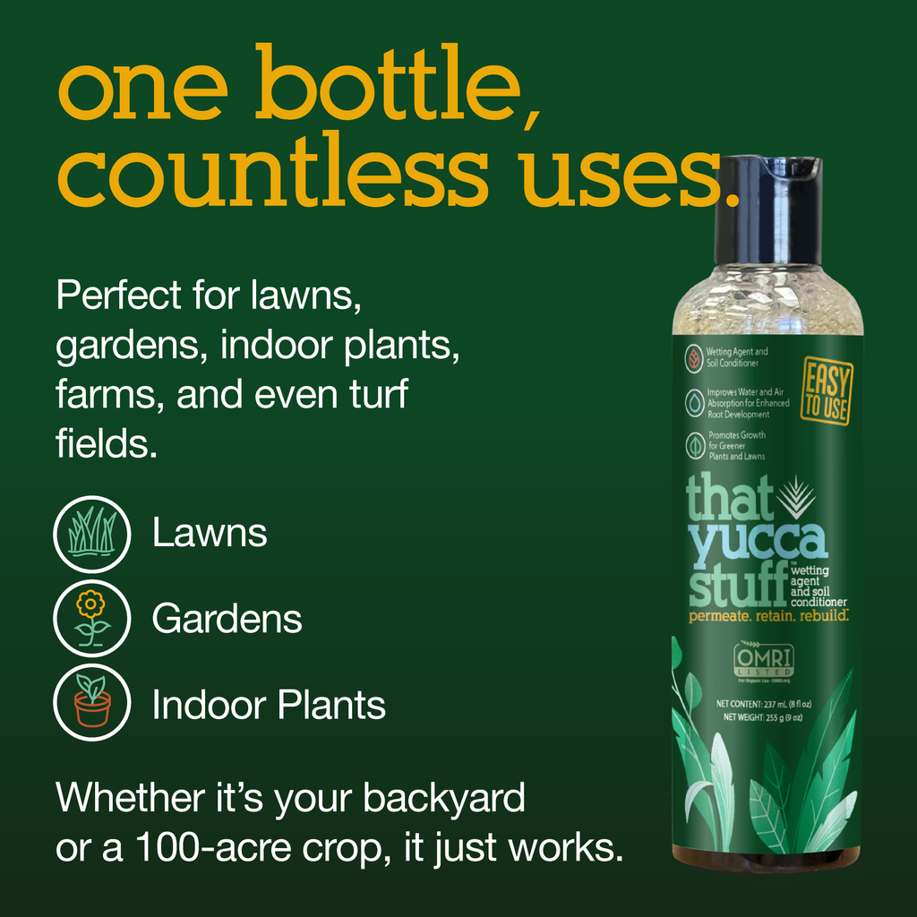 ThatYuccaStuff™| OMRI Listed for Organic Production| Soil Conditioner & Wetting Agent| 97% Yucca Schidigera Extract with Citric & Humic Acids| Boosts Water Penetration| Eco-friendly| 8 oz