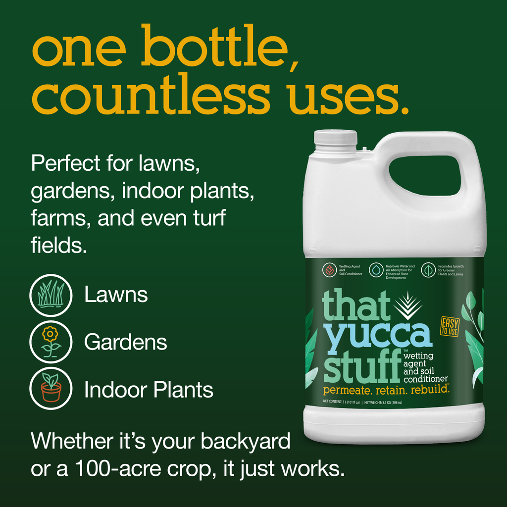ThatYuccaStuff™| OMRI Listed for Organic Production| Soil Conditioner & Wetting Agent| 97% Yucca Schidigera Extract with Citric & Humic Acids| Boosts Water Penetration| Eco-friendly| 3L (101 fl oz)